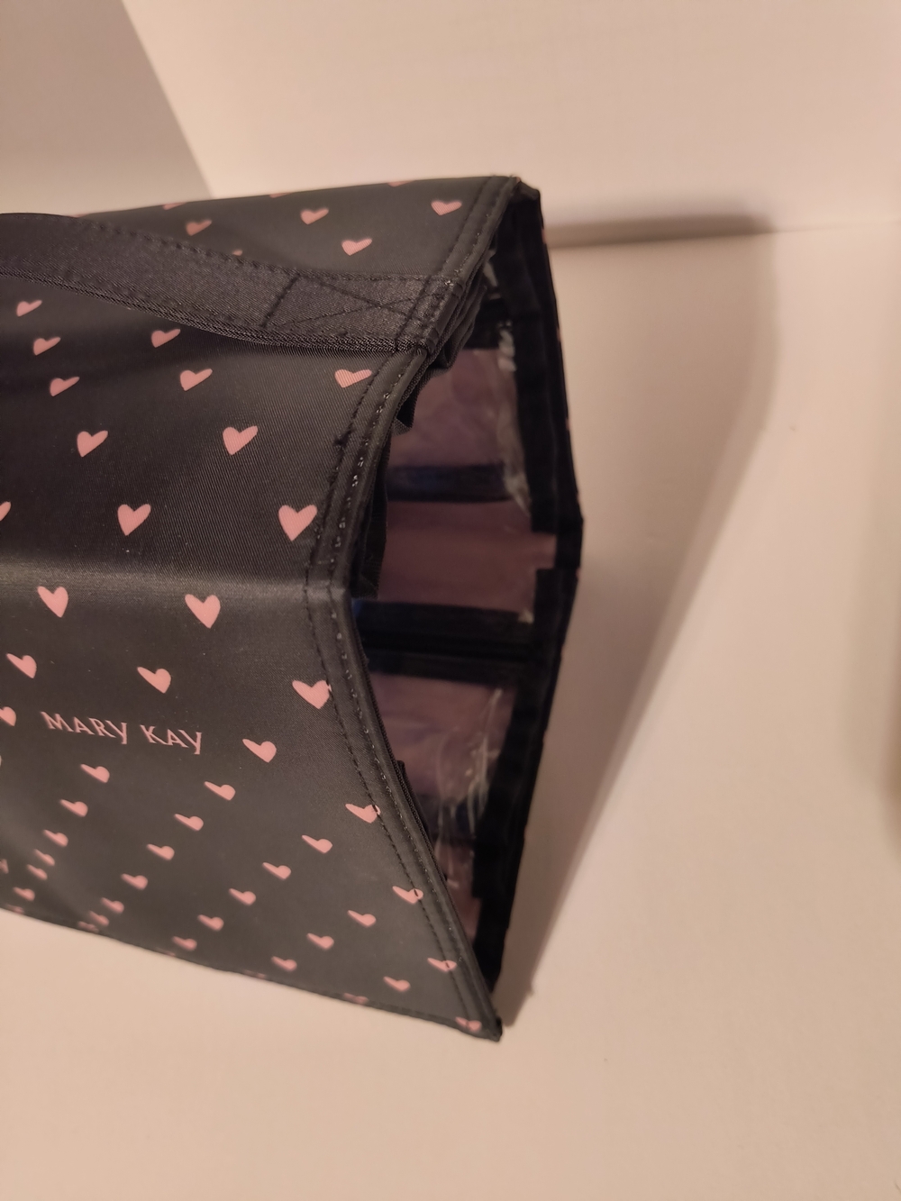Mary Kay Black Makeup Carry Case with Pink Heart Print - Picture 3 of 6